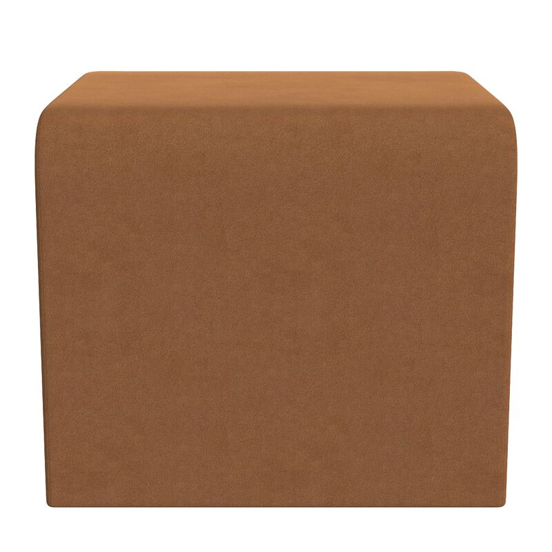 Ari Ottoman Footstool, Arc Shape with Rust Orange Velvet, 22 Inch