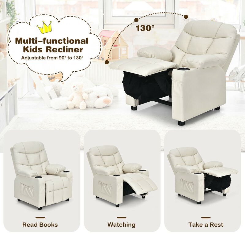 Kids Recliner Chair with Cup Holder and Footrest for Children