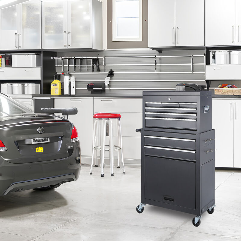 ELEMENT ACE 8-Drawer Rolling Tool Storage Cabinet, 2-in-1 Detachable Top Tool Box with Lockable Wheels, Side Hooks, Locking Mechanism for Garage and Workspace Organization image number 6