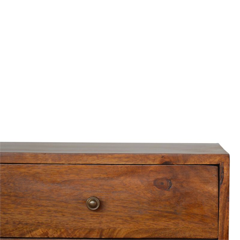 Solid Wood 1 Door 3 Drawer Carved Chestnut Sideboard