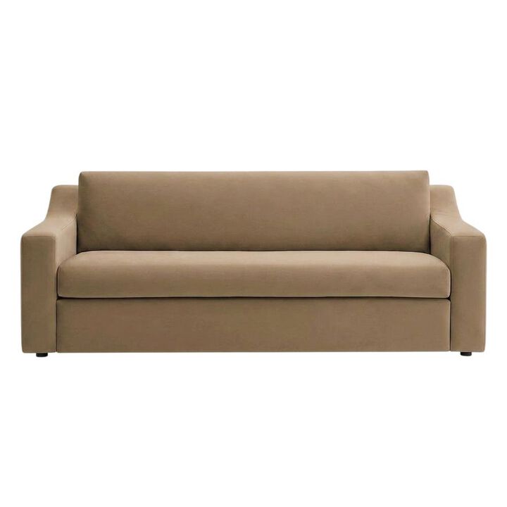 Performance Velvet Sofa, Comfy Modern Couch for Living Room, Taupe