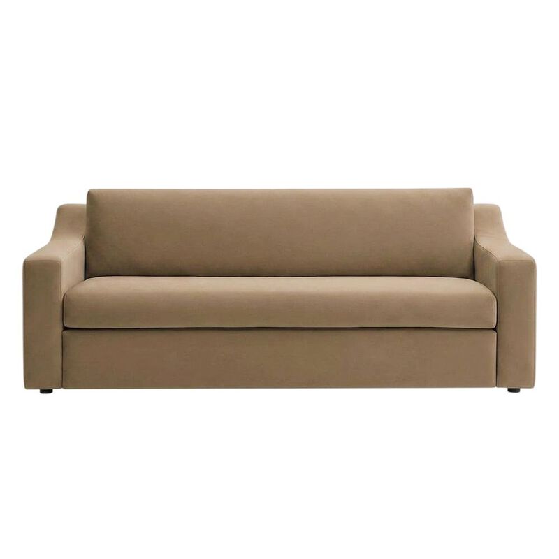 Performance Velvet Sofa, Comfy Modern Couch for Living Room, Taupe image number 0