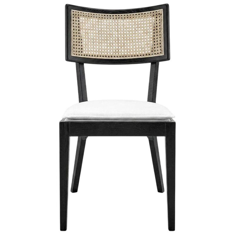 Fabric-Upholstered Wood Dining Chairs, Black White, Set of 2 image number 0