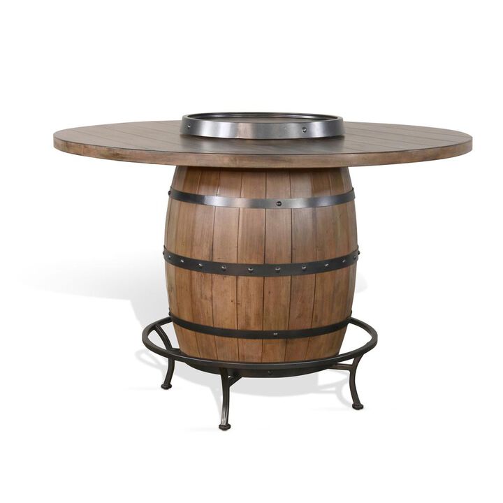 Sunny Designs Round Pub Table with Wine Barrel Base