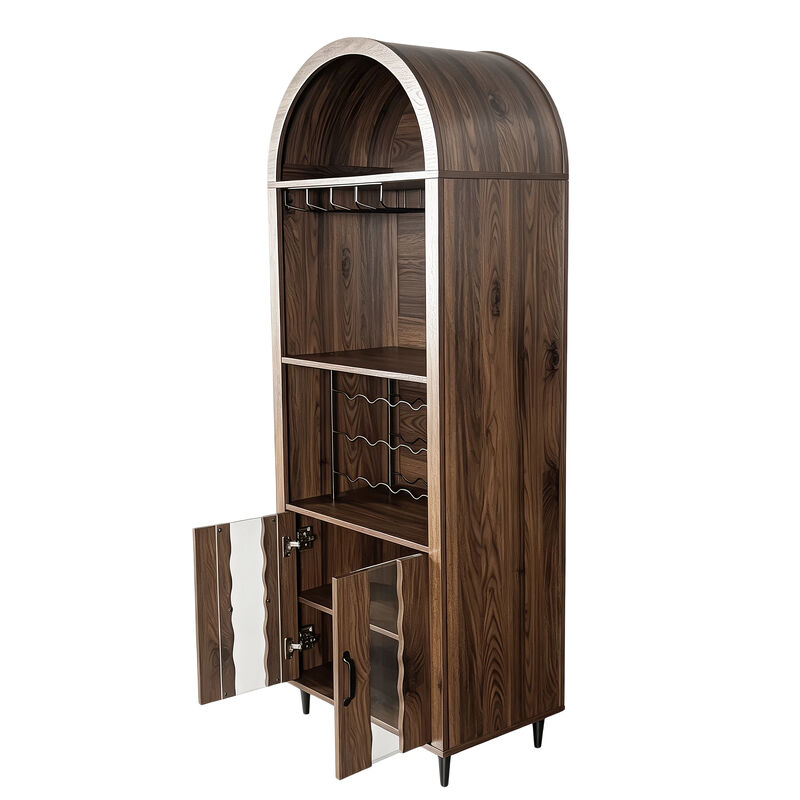 Farmhouse 71" Arched Wine Bar Display Cabinet image number 7