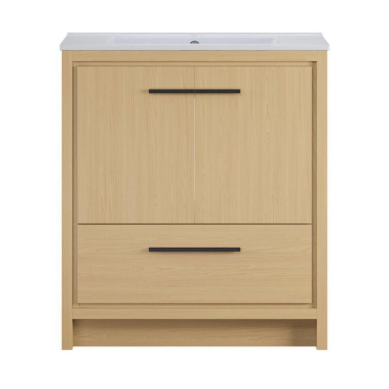 Virage 30" Freestanding Bathroom Vanity in Natural Oak with Sink Top image number 0