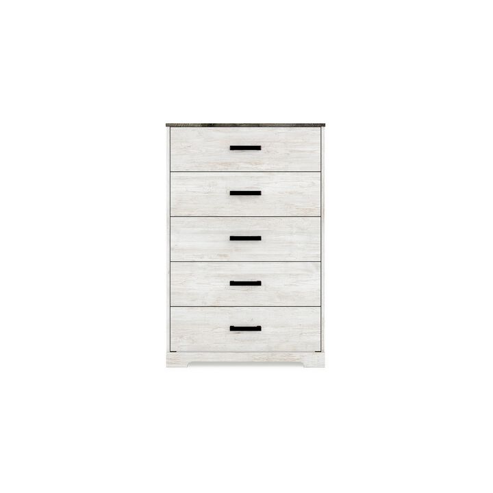 Wisp 46 Inch Tall Dresser Chest, 5 Drawers, Rustic Smooth White Finish