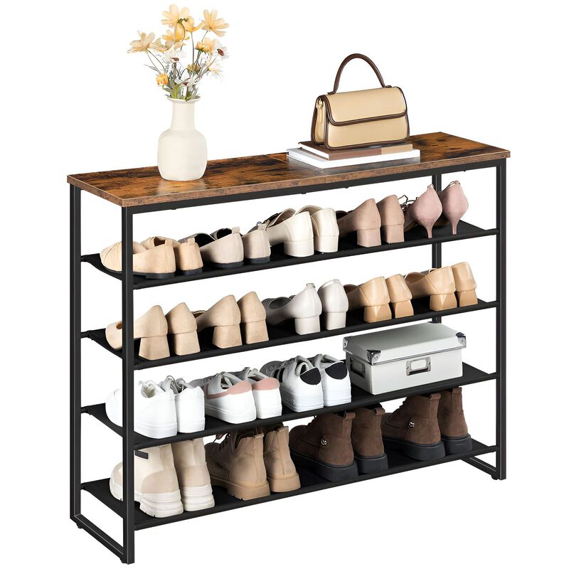 5-Tier Shoe Rack with 4 Oxford Cloth Shelves and Top Panel, Shoe Organizer image number 3
