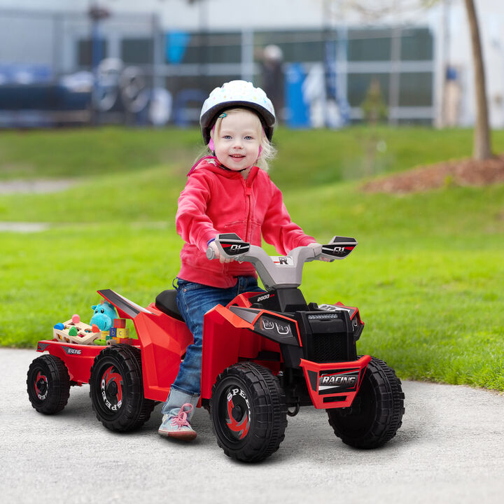 BreeBe 6V Electric Toy Car with Back Trailer, Forward Backward, Wear-Resistant Wheels