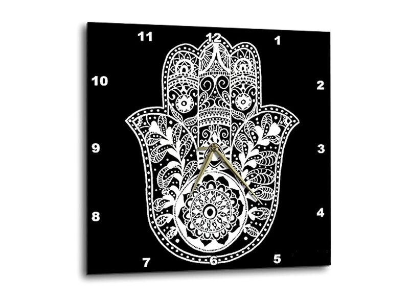 Black White Hamsa Wall Clock 13 Inch Home Decor image number 0