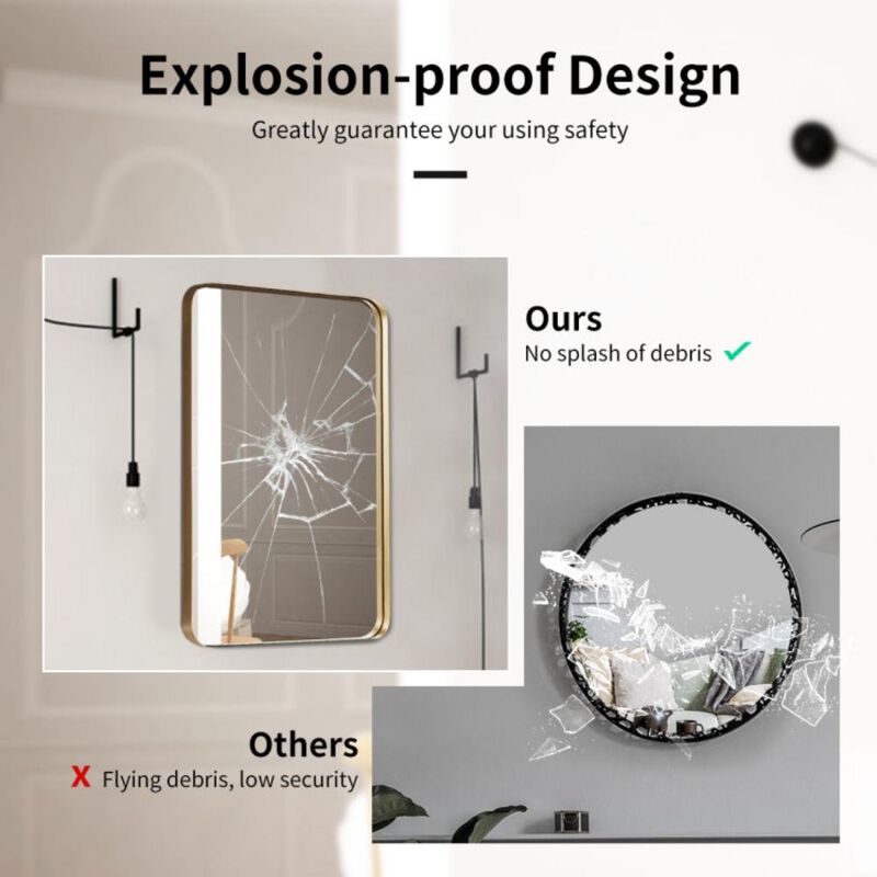 Hivvago Metal Frame Wall-Mounted Rectangle Mirror