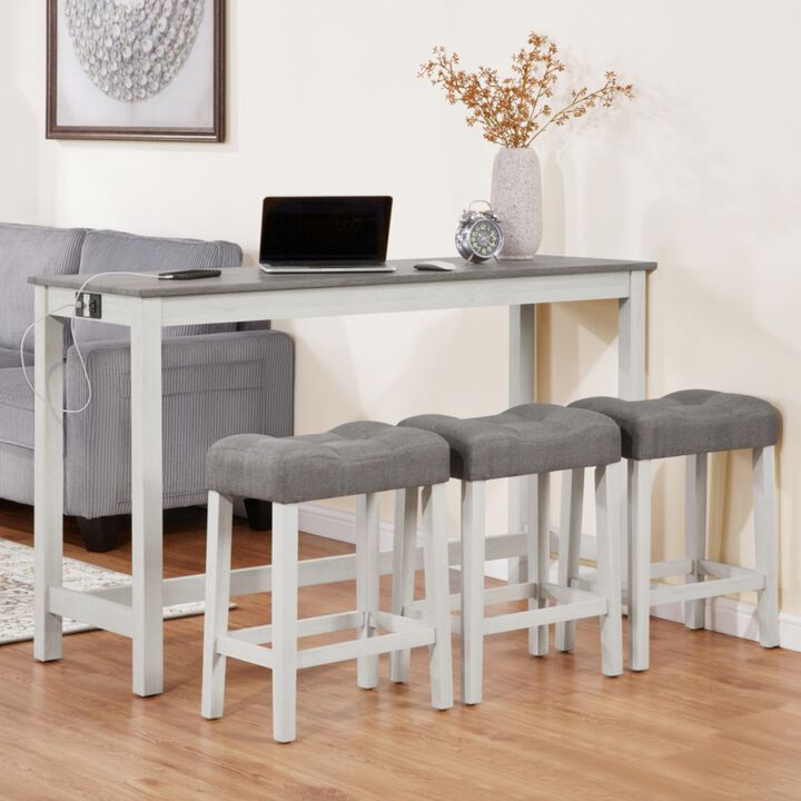 Kepfuf 4‑Piece Farmhouse Bar Table Set