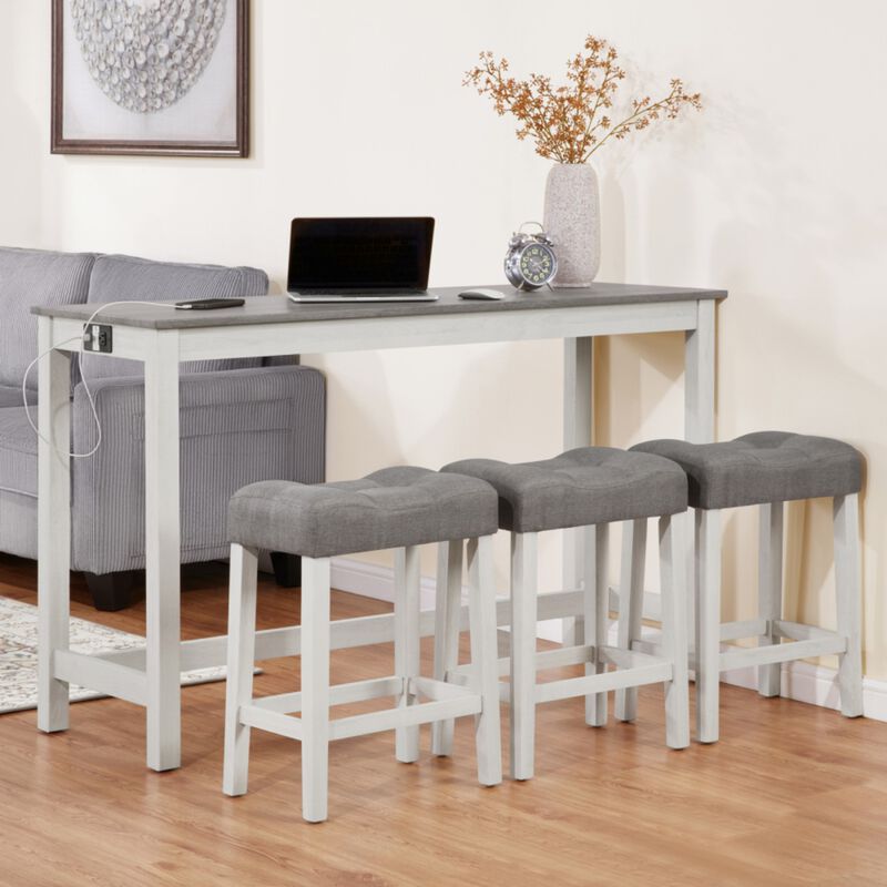 Kepfuf 4‑Piece Farmhouse Bar Table Set image number 1