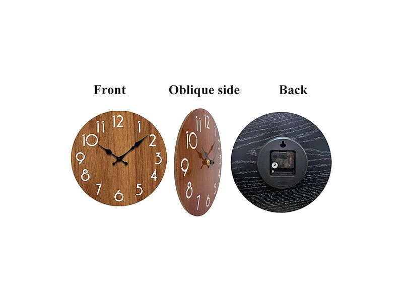 Brown Wall Clock 8 Inch Silent Non Ticking Modern Battery Operated image number 3
