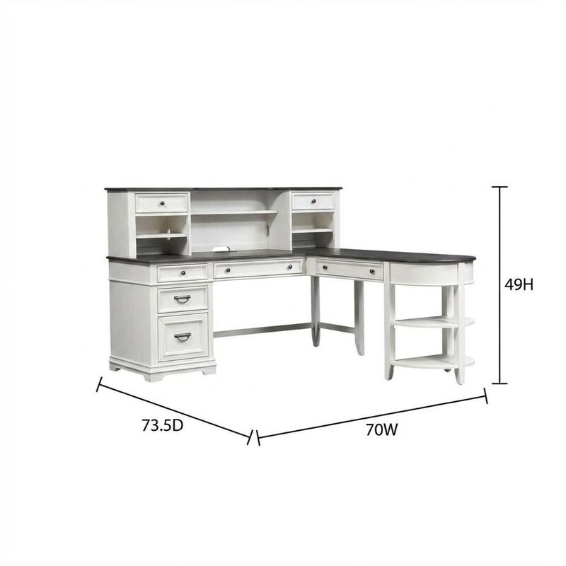 L Shaped Desk Set In White With Charcoal Top For Modern Office Spaces image number 4