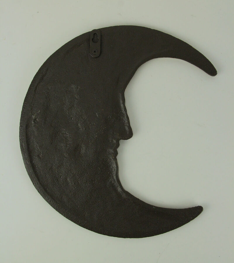 Bronze Finish Cast Iron Crescent Man in the Moon Face Indoor Outdoor Wall Decor image number 2