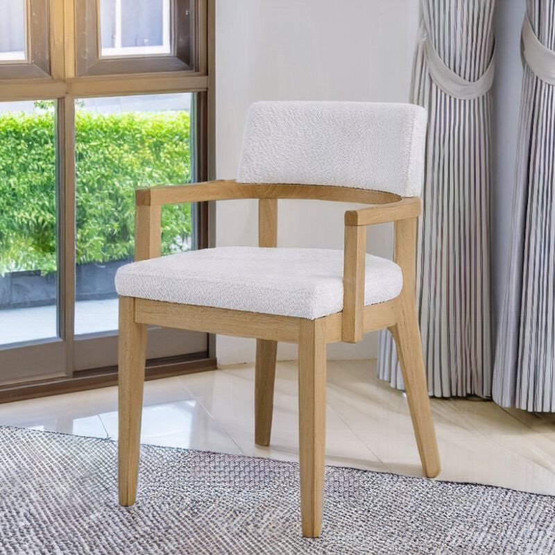 Simple Relax Set of 2 Upholstered Dining Arm Chair with Tapered Legs in Oak image number 1