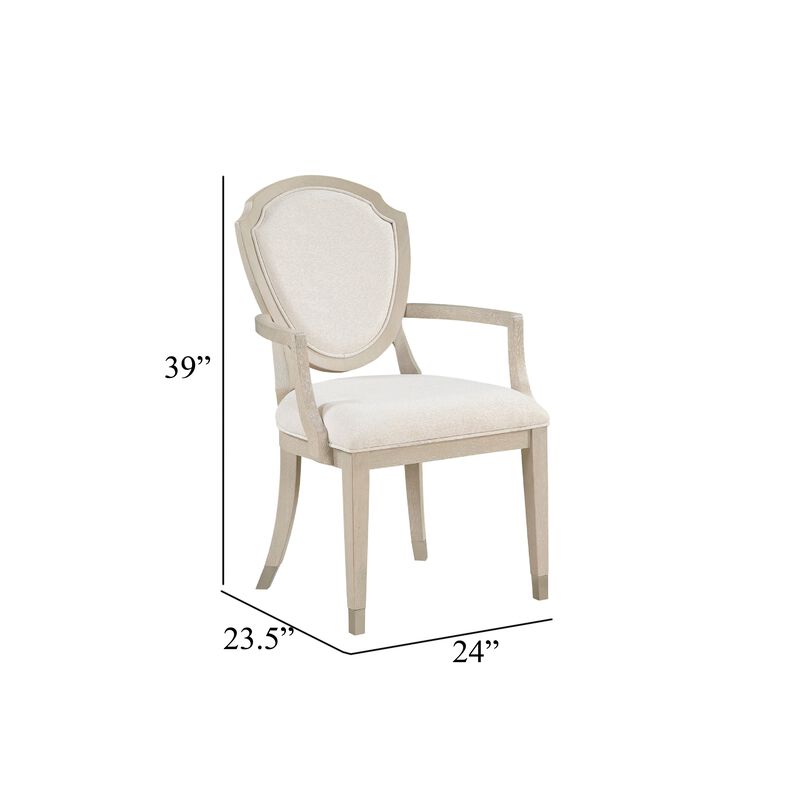 Olto Set of 2 Dining Armchairs, Ivory Chenille, Light Oak Brown Wood, Dipped Legs image number 5