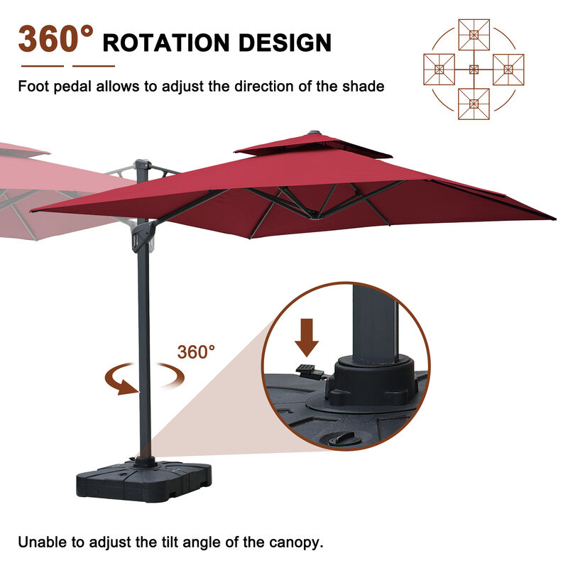 MONDAWE 10ft Square Offset Cantilever Outdoor Patio Umbrella with Included Base