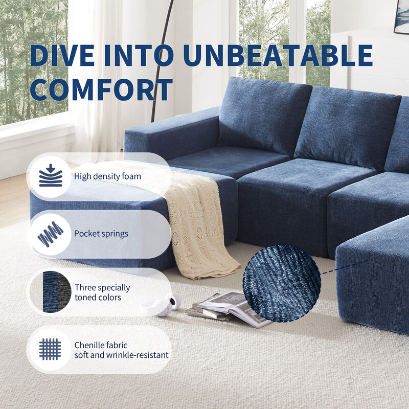 Merax Modular U Shaped Sectional Sofa Floor Couch Set