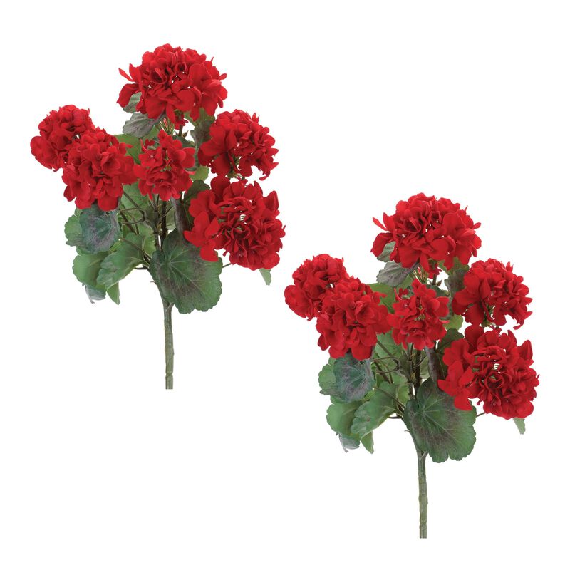 Set of 2 Geranium Floral Bushes for Vases, Centerpieces, or Garden Arrangements