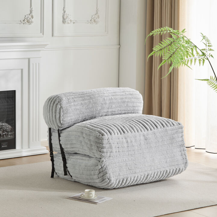 Christopher Knight Home Giichi Modern Foldable Faux Fur Bean Bag Convertible Lounge Bed with Pillow