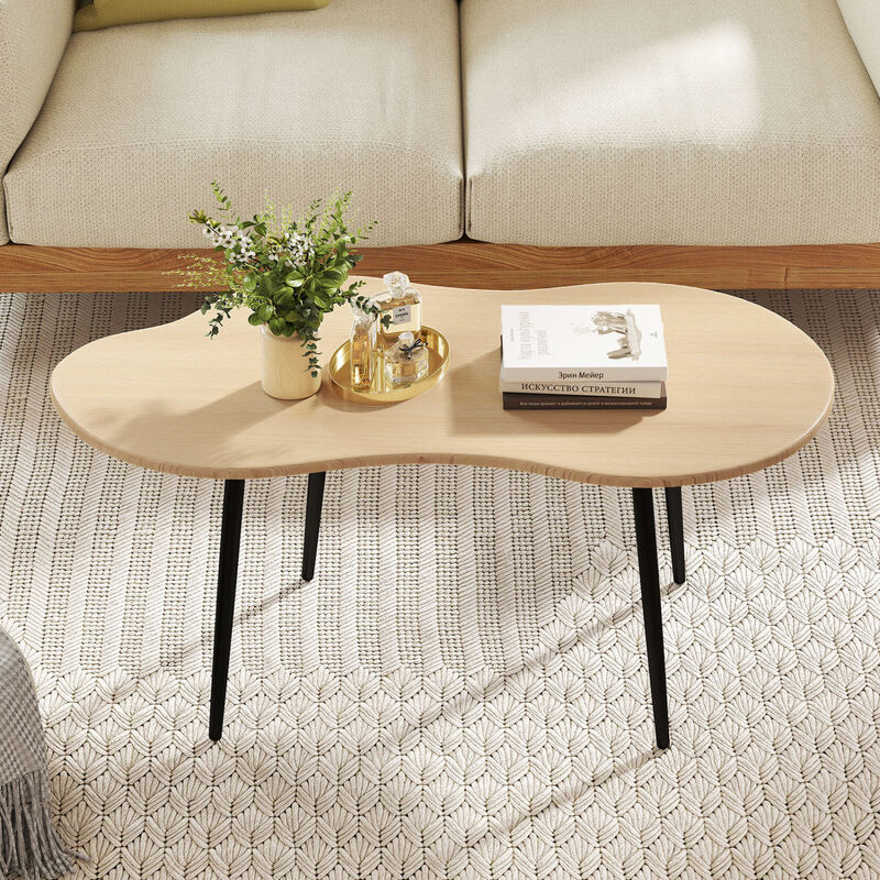Unique Cloud Shape Coffee Table for Living Room with Metal Support Legs image number 7