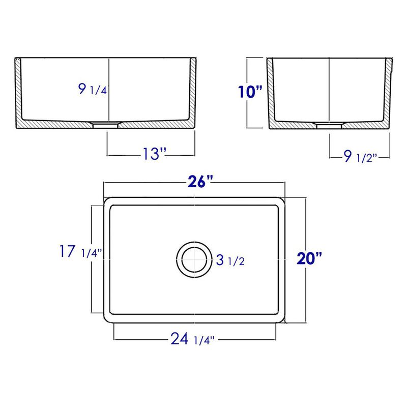 ALFI brand White 26 Decorative Lip Apron Single Bowl Fireclay Farmhouse Kitchen Sink