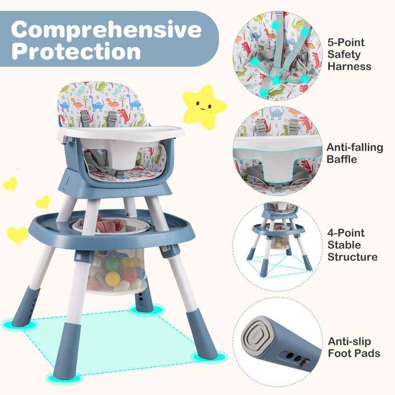 Convertible 16 in 1 Baby Highchair with Activity Center for Toddlers and Infants image number 3