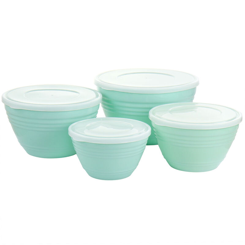 Martha Stewart 8 Piece Plastic Bowl Set with Lids in Turquoise image number 1