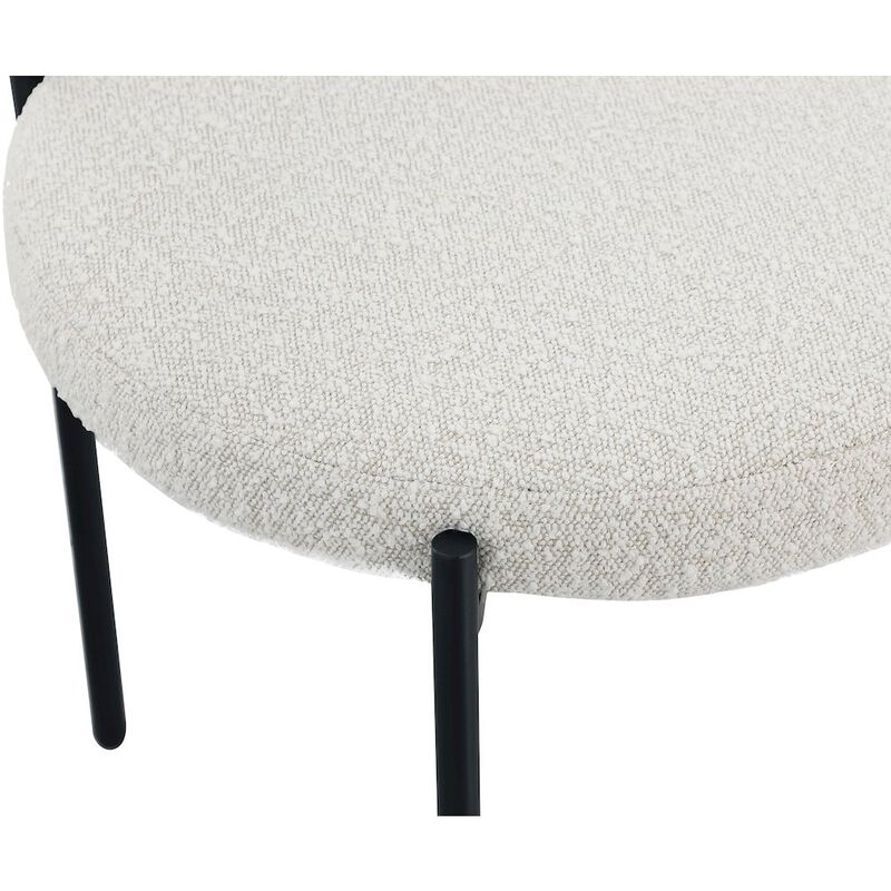 Meridian Furniture Beacon Cream Boucle Fabric Dining Chair, Set of 2