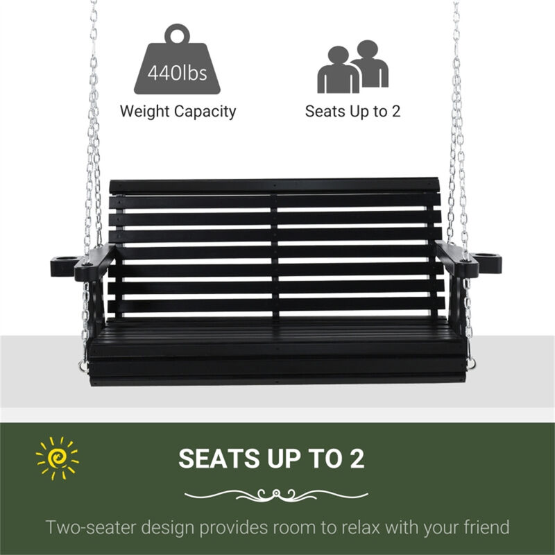 2-Person Patio Swing Chair for Backyard Porch or Deck Seating image number 2