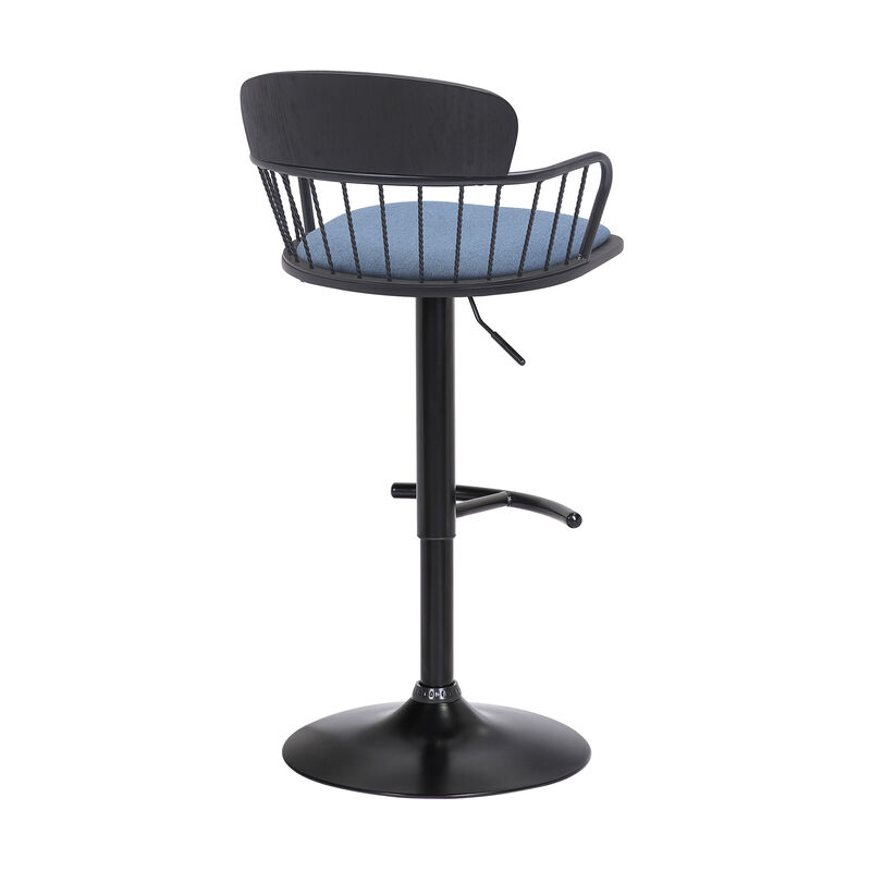 HomeRoots Fabric and Metal Adjustable-Height Bar Stool with Square Seat image number 5