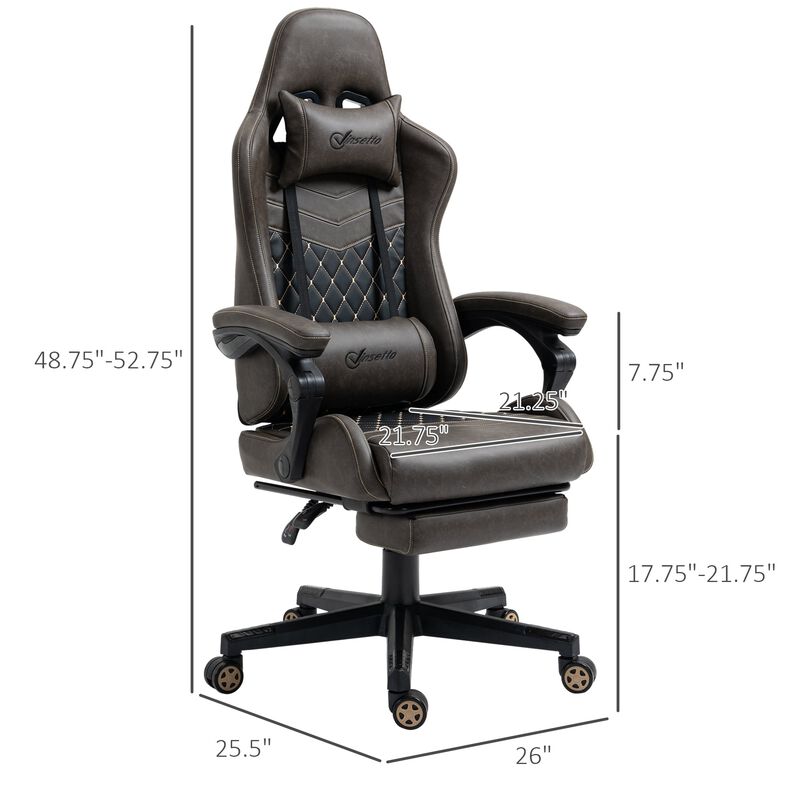 Gaming Chair Ergonomic Chair High Back Office Chair with Adjustable Height, Swivel Recliner Computer Chair with Lumbar Support, Brown
