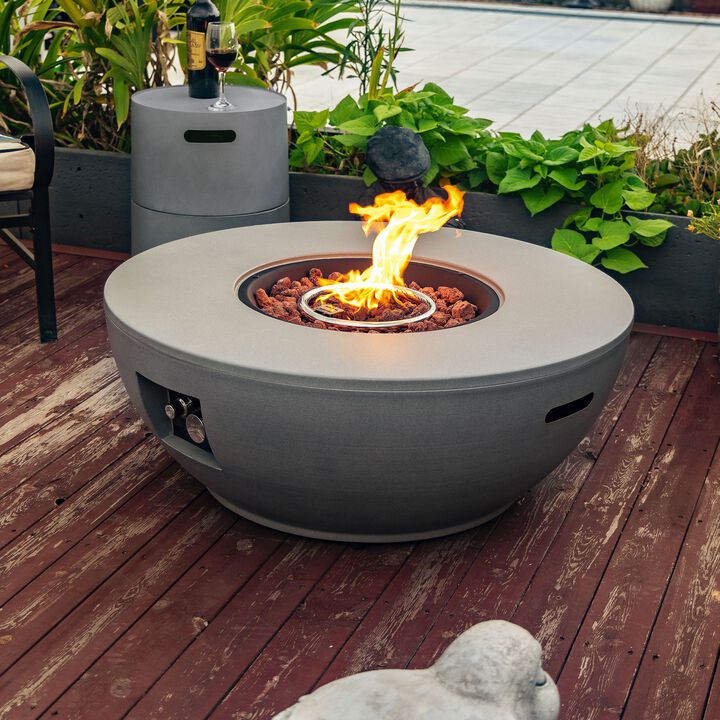 2-Pieces 36" Propane Gas Fire Pit Table, 50000 BTU Round Steel Fire Pit with Tank Holder