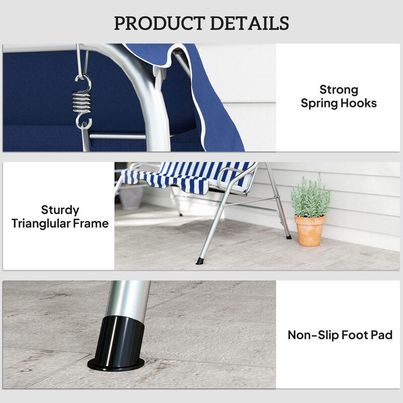 Hivvago 3-Person Porch Swing with Adjustable Canopy image number 6