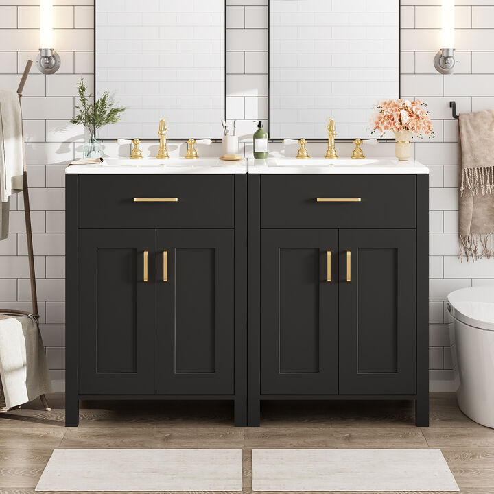 Merax 48" Modern Double Vanity Set with Dual Ceramic Sinks