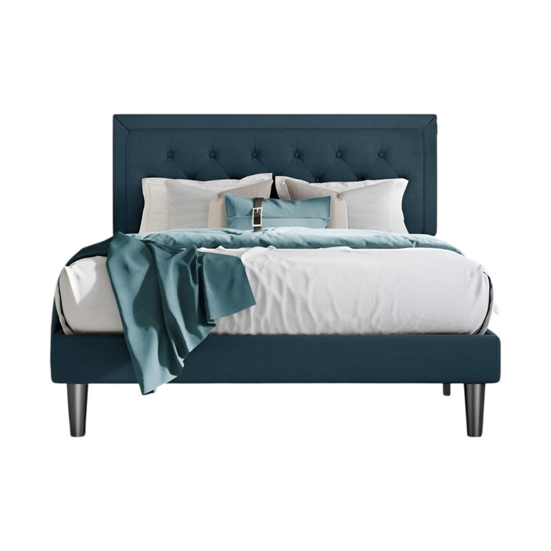 Platform Bed Frame with Adjustable Height and Upholstered Headboard &ndash; Elegant and Versatile