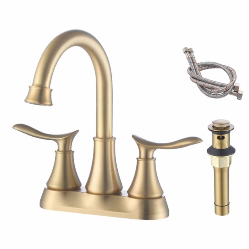 Centerset Bathroom Faucet, Brushed Gold Vanity Sink Faucet with Pop-Up Drain & Hoses image number 0
