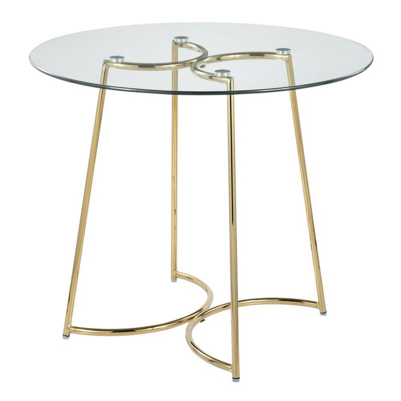 LumiSource Gold Steel, Clear Glass Cece Dinette Table