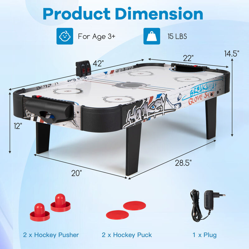 42-Inch Tabletop Air Hockey Game with Automatic Scoring and 2 Pushers image number 2