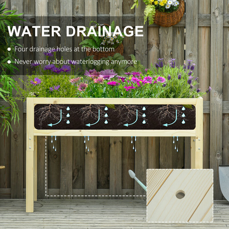 Hivvago Space-Saving Raised Planter Box with Liner and Drainage image number 4