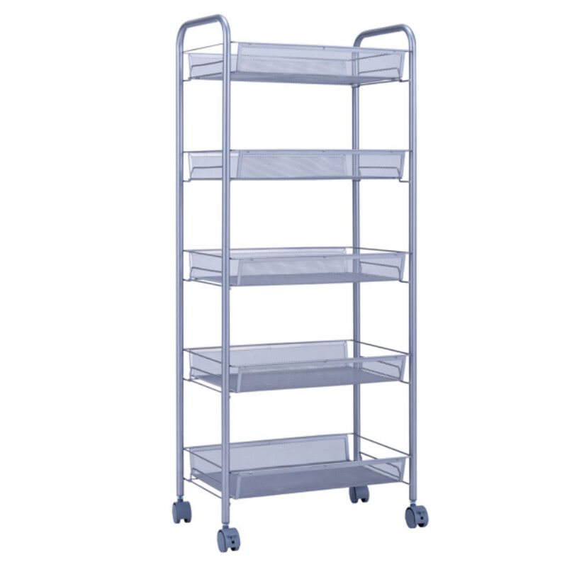 Honeycomb Mesh Style 5-Layer Removable Storage Cart Space-Saving Organizer for Home or Office image number 4
