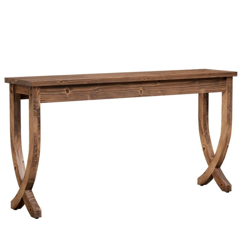 Farmhouse Entryway Console Table, Solid Wood Sofa Table for Living Room-Brown image number 0