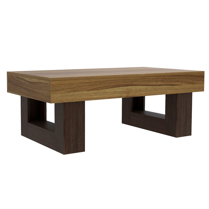 42.51 in. Rustic Brown Rectangle Wood Coffee Table