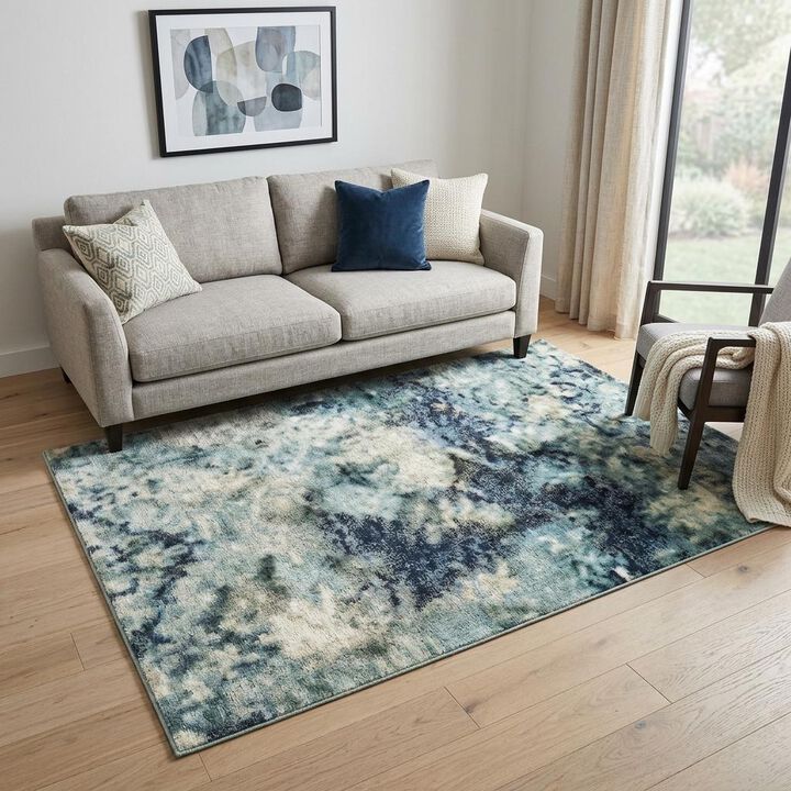 HomeRoots Floral Medallion Non Skid Area Rug