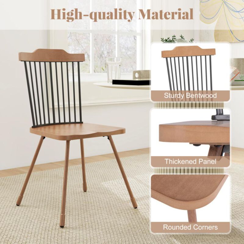 Hivvago Dining Chair with Spindle Back and Ergonomic Contoured Seat Set of 2