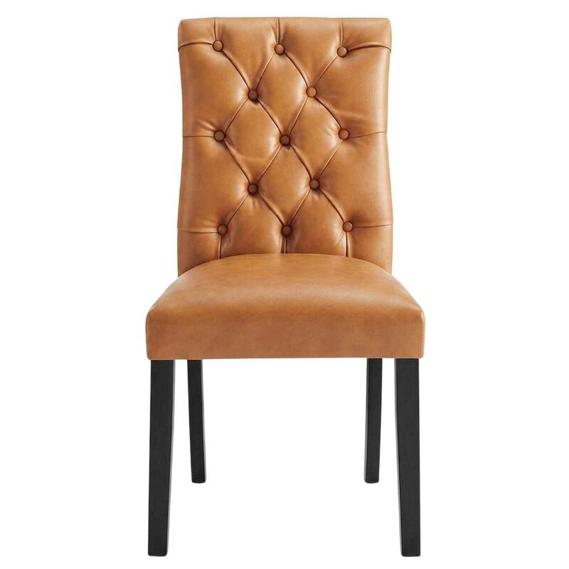 Vinyl-Upholstered Dining Chairs for Kitchen and Dining Room, Tan, Set of 2 image number 1