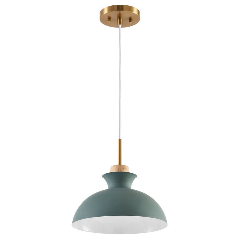 11" Modern Green Dome Pendant Light with Adjustable Cord for Bedroom, Kitchen Island or Living Room image number 0