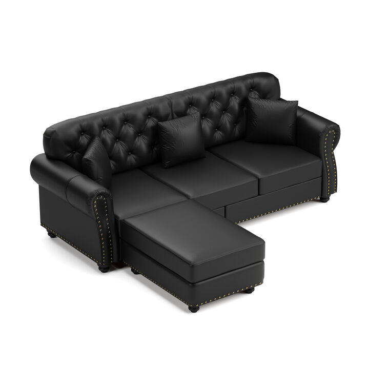Viltux 82.6"Upholstered Faux Leather Sectional